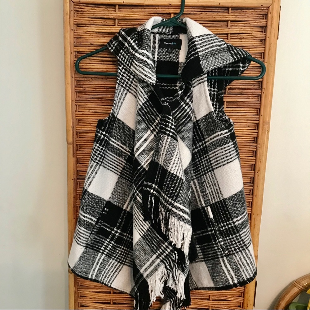 Takara Girls Buffalo Plaid  Hooded Vest/Poncho